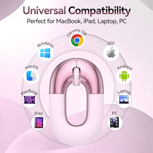 Travel Mouse Dual Mode Wireless Charging Mouse,Macaron Color Scheme Sweet Donut Bluetooth Computer Mice,Silent And Lightweight,1200 Dpi Optical Tracking,Compatible With Pc,Mac,Laptopcarmine Pink