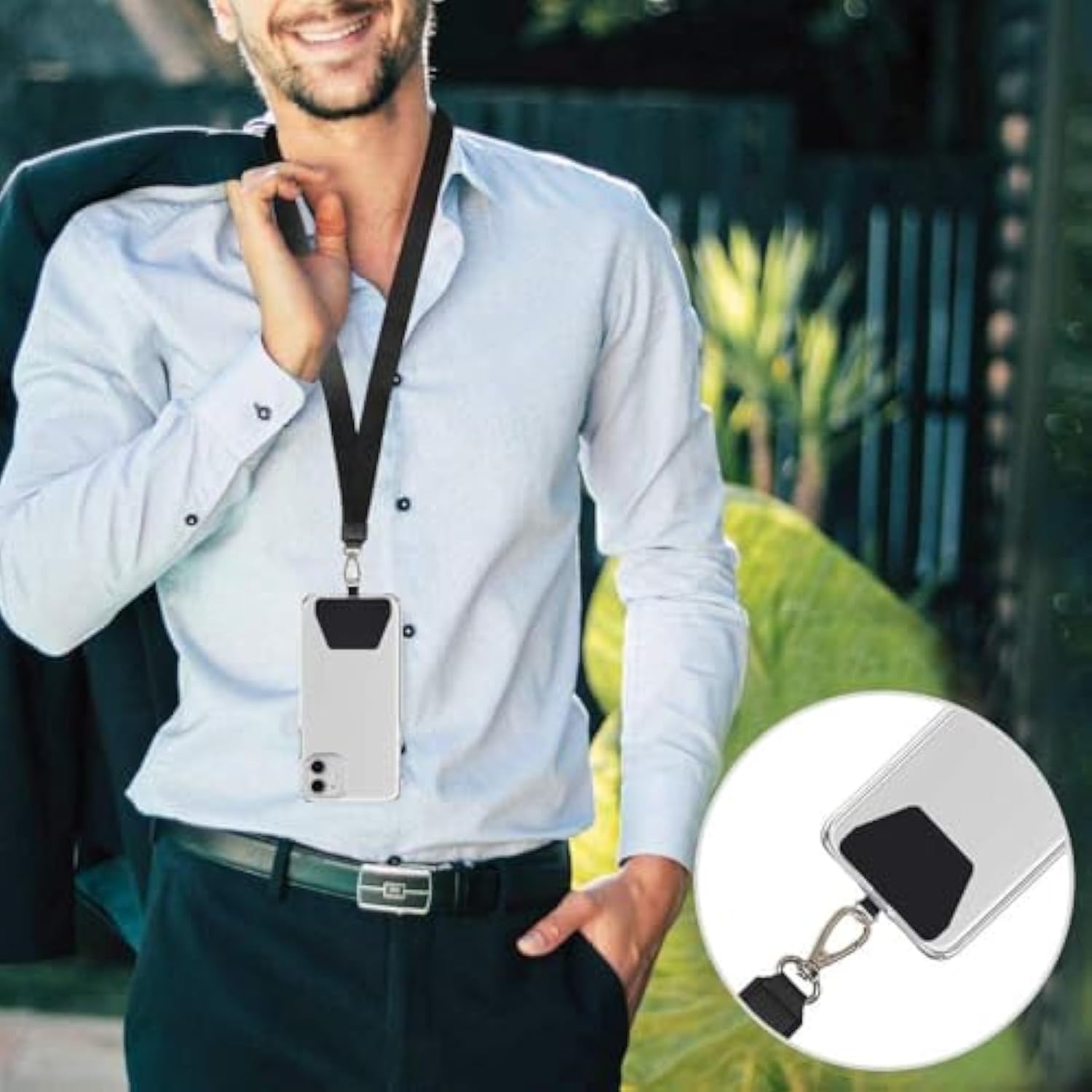 4-Pack Black Phone Tether Strap Replacement Safety Lanyard Tabs
