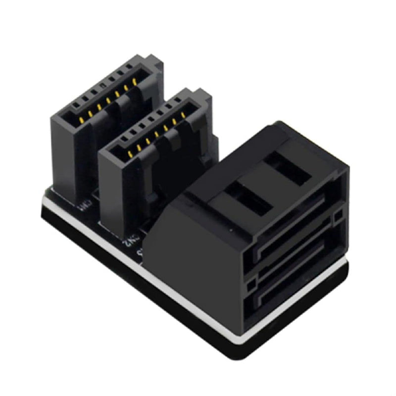 Cablecc Dual SATA 7Pin Female to 90 Degree Angled 7Pin Male Vertical Adapter L