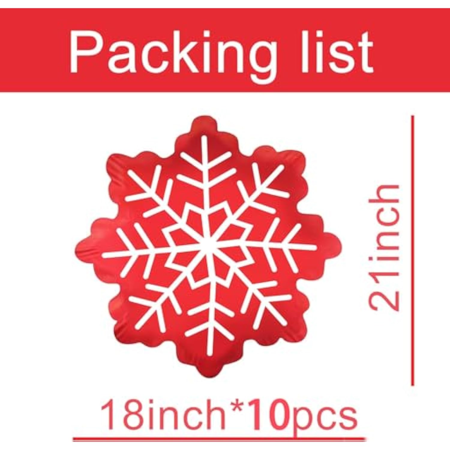 Red Snowflake Balloons 10pcs for Christmas New Year Winter Party Decor