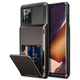 For Galaxy Note 20 Ultra Case 5G Wallet 4-Card Flip Cover Credit Card Holder Slot Back Pocket Dual Layer Protective Hybrid Hard Shell Bumper Armor Case For Samsung Note 20 Ultra 6.9 Gun Metal