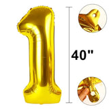 40 Inch Gold Balloon Number 1 First Birthday Jumbo Mylar Foil Helium Balloon For 10 21 31 Birthday Digital For Birthday Party Wedding Anniversary Party Decorations