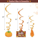 36Ct Autumn Hello Fall Party Hanging Decorationsfoil Swirls Pumpkins Maple Leaves Acorns Harvest Thanksgiving Photo Props Ideas Ceiling Door Whirls Streamers Supplies