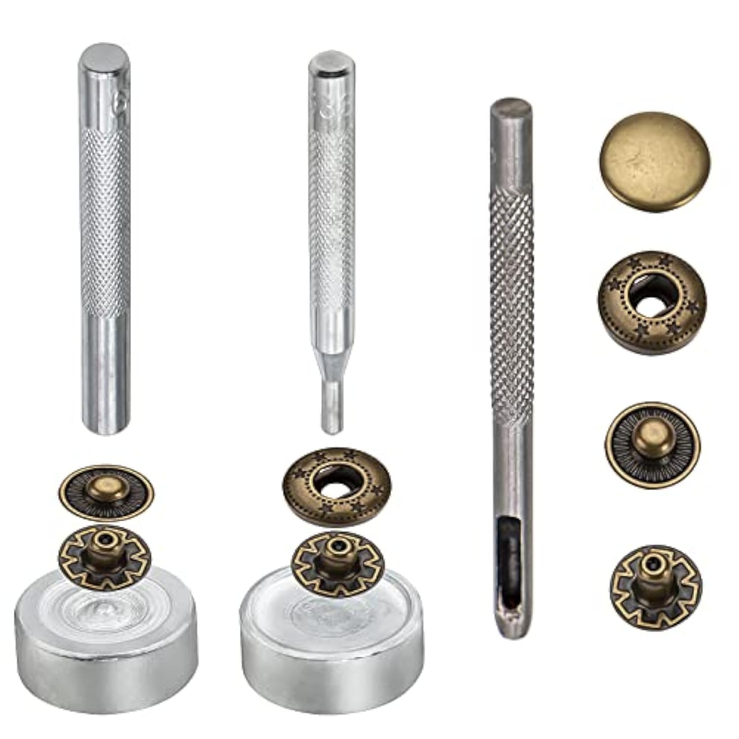 120Sets Leather Snaps And Fasteners Kit, 12.5Mm Bronze Snap Fasteners