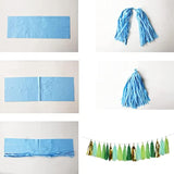 25 Pcs Green Gold Mylar Tassels Garland Tissue Paper Tassels Banner Di