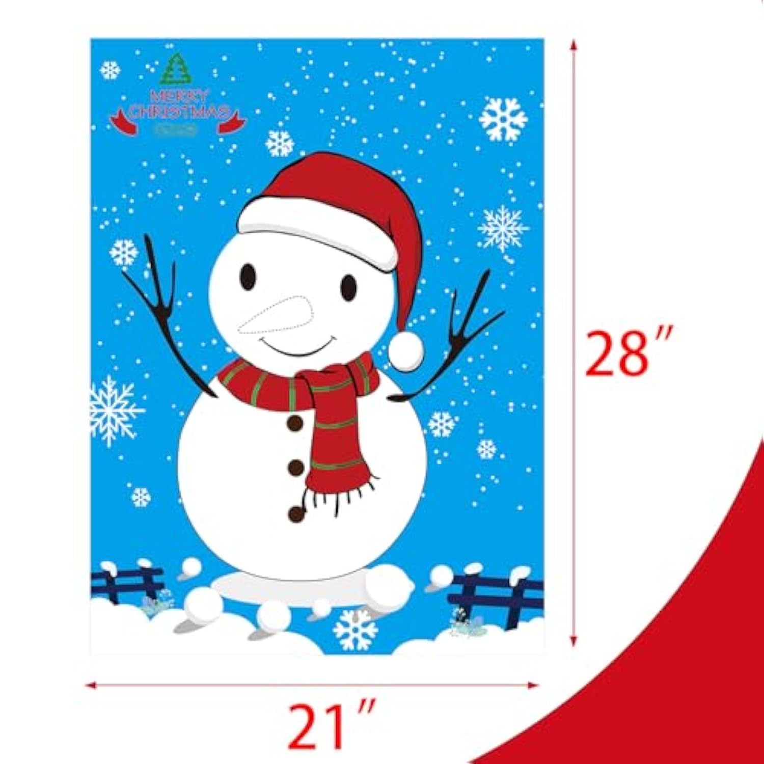 Pin the Nose on Snowman Christmas Party Game Poster for Kids