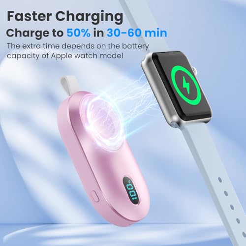[2-Pack]Portable Charger for Apple Watch Series,Compact Wireless Magnetic iWatch Charger,2800mAh Fast Charging Power Bank for Apple Watch Series