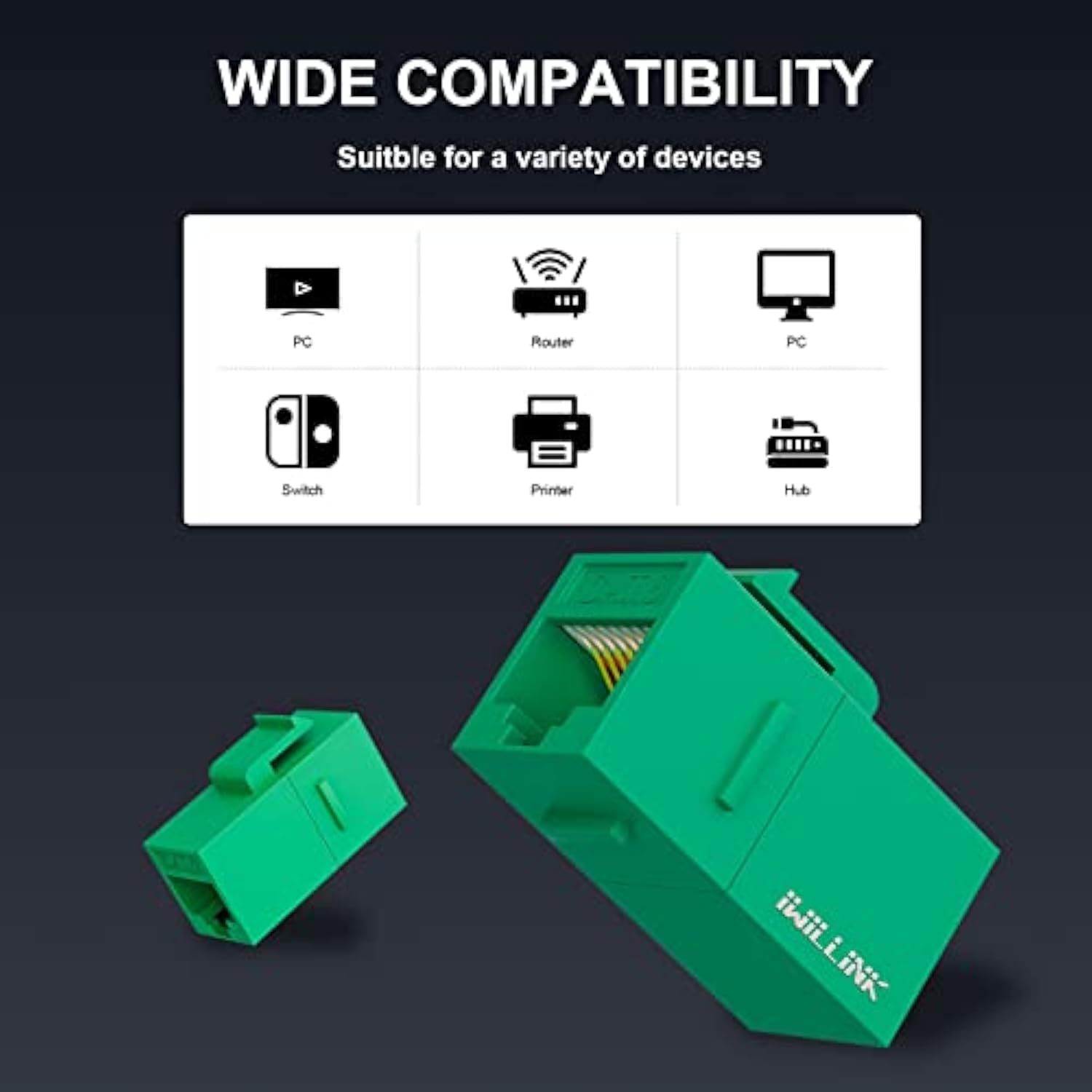 Rj45 Cat6 Keystone Coupler 10-Pack, Female To Female Cat6 Keystone Jack, Utp K