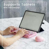 Perixx PERIDUO-713 Wireless Mini Keyboard and Mouse Combo, Retro Round Key Caps, Pastel Pink, US English Layout