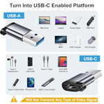 Usb To Usbc Adapter 6 Pack,Usb A To Usb C Adapter,Usb 3.0 To Usb C Female,Usbc Otg Converter For Iphone,Macbook,Laptop,Charger,Car Play,Grey