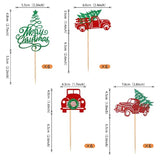 24pc Glitter Christmas Tree & Red Truck Cupcake Toppers Holiday Party Picks