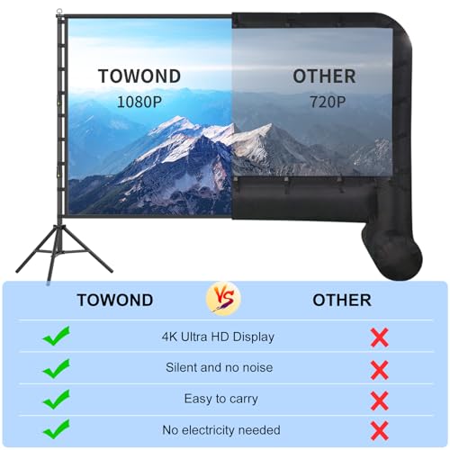 Outdoor Projector Screen with Stand, 200 Inch Portable Projection Screen - Dual-Sided 16:9 4K HD Movie Screen, Wrinkle-Free Design & Carry Bag for