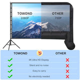 Outdoor Projector Screen with Stand, 200 Inch Portable Projection Screen - Dual-Sided 16:9 4K HD Movie Screen, Wrinkle-Free Design & Carry Bag for