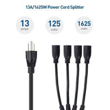 Cable Matters 2-Pack 4 Outlet Power Splitter Cord - 1.5ft, NEMA 5-15P to NEMA 5-15R Y Power Cord Splitter, 16 AWG Outlet Saver, 4 Way ExtensionCord, 1.5 Feet