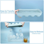 Large Ice Cube Molds, Big Round Whiskey Ice Cube Trays For Freezer, Easy To Fill & Release, Whiskey Bourbon Cocktail(2.5In*8 Balls- Blue/2 Pack)