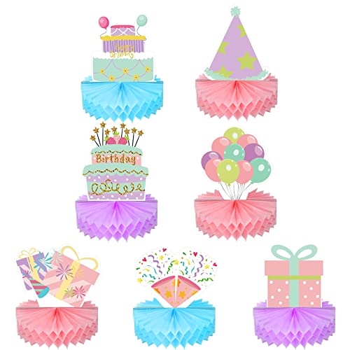 9 Pieces Birthday Honeycomb Centerpiece Table Decorations Pastel