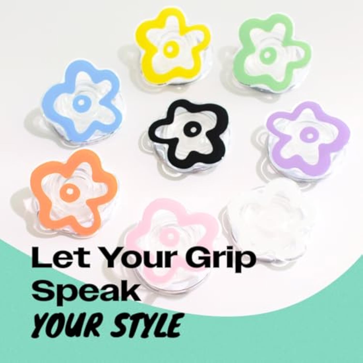 Cute Transparent Daisy Flower Phone Grip Stand Holder for MagSafe (White)