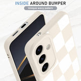 Compatible With Samsung Galaxy S25 Case, Silicone Checkered Cute Pattern, Camera Protection Soft Slim Phone Case For Girls Women -White