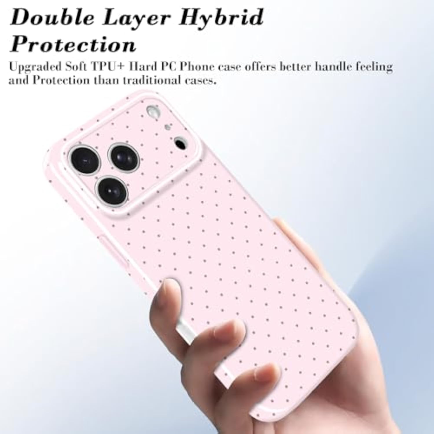 Cute Polka Dot Slim Shockproof Case for iPhone 17 Pro, Pink