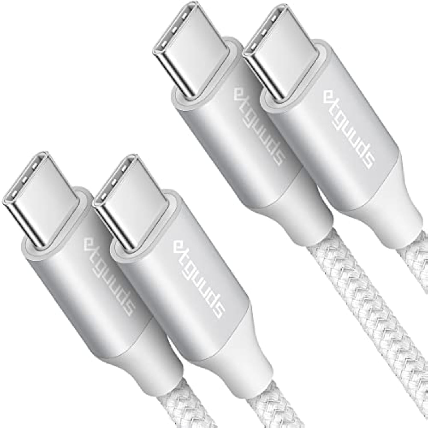 White Usb C To Usb C Cable [3Ft, 2-Pack], 60W Fast Charging Type C To Type C C