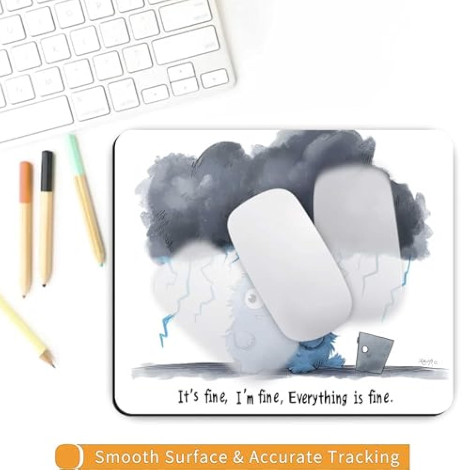 It'S Fine I'M Fine Cute Design Mouse Pads For Desk,Square Mouse Mat, Waterproof Non Slip Rubber Base Mouse Pad For Office Laptop Computers, Premium Mousepad Washable Cloth, 10X8.2X0.12 Inch