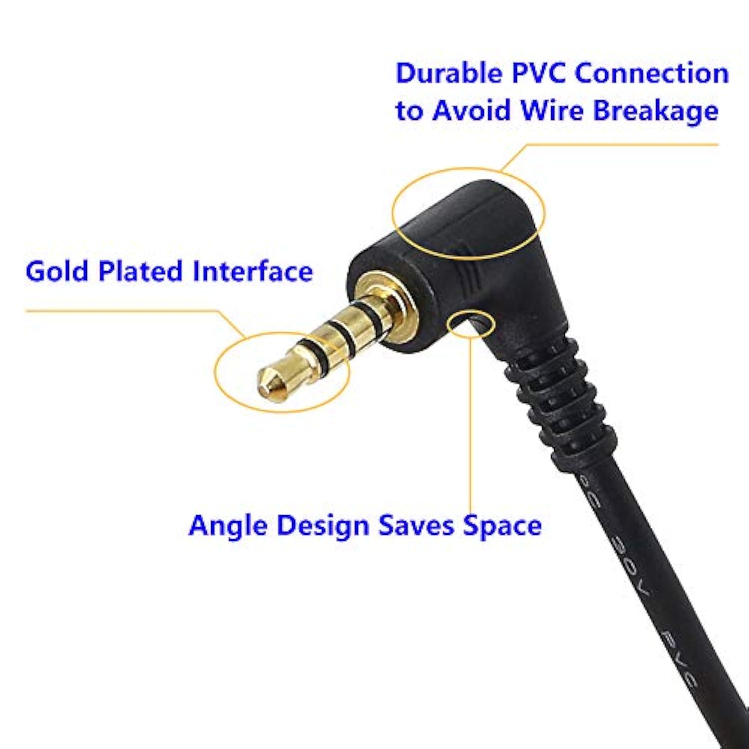 3.5Mm Trrs Cable, (2-Pack) Gold Plated 90 Degree Right & Left Angled 3.5Mm Stereo 4-Pole Male To Male Auxiliary Audio Cable For Smartphones,Tablets,Players Microphone(4-P,9Inch)