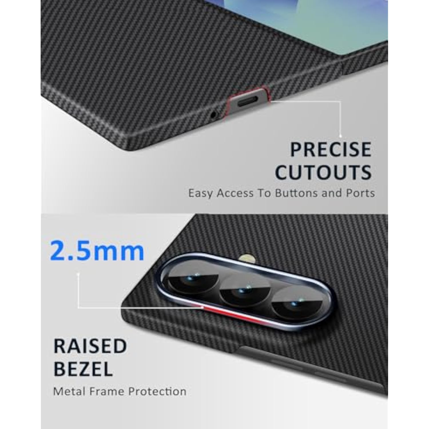 For Samsung Galaxy Z Fold 7 Case, Carbon Fiber Case For Z Fold 7, Ultra Slim & Thin Minimalist Protective Phone Cover, No-Case Feeling, Sturdy 600D Aramid For Support Wireless Charging (Matte Black)