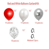 Red And Silver Balloons, 55Pcs Red White Silver Balloon, Red Confetti Balloons For Wedding Birthday Baby Shower Retirement Valentines Party Decoration