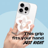 Onthegrip Cute Transparent Daisy Flower Shape Design Mobile Phone Grip Multi Functional Collapsible Stand Holder For Smartphone Tablet Cell Phone Accessory (White)