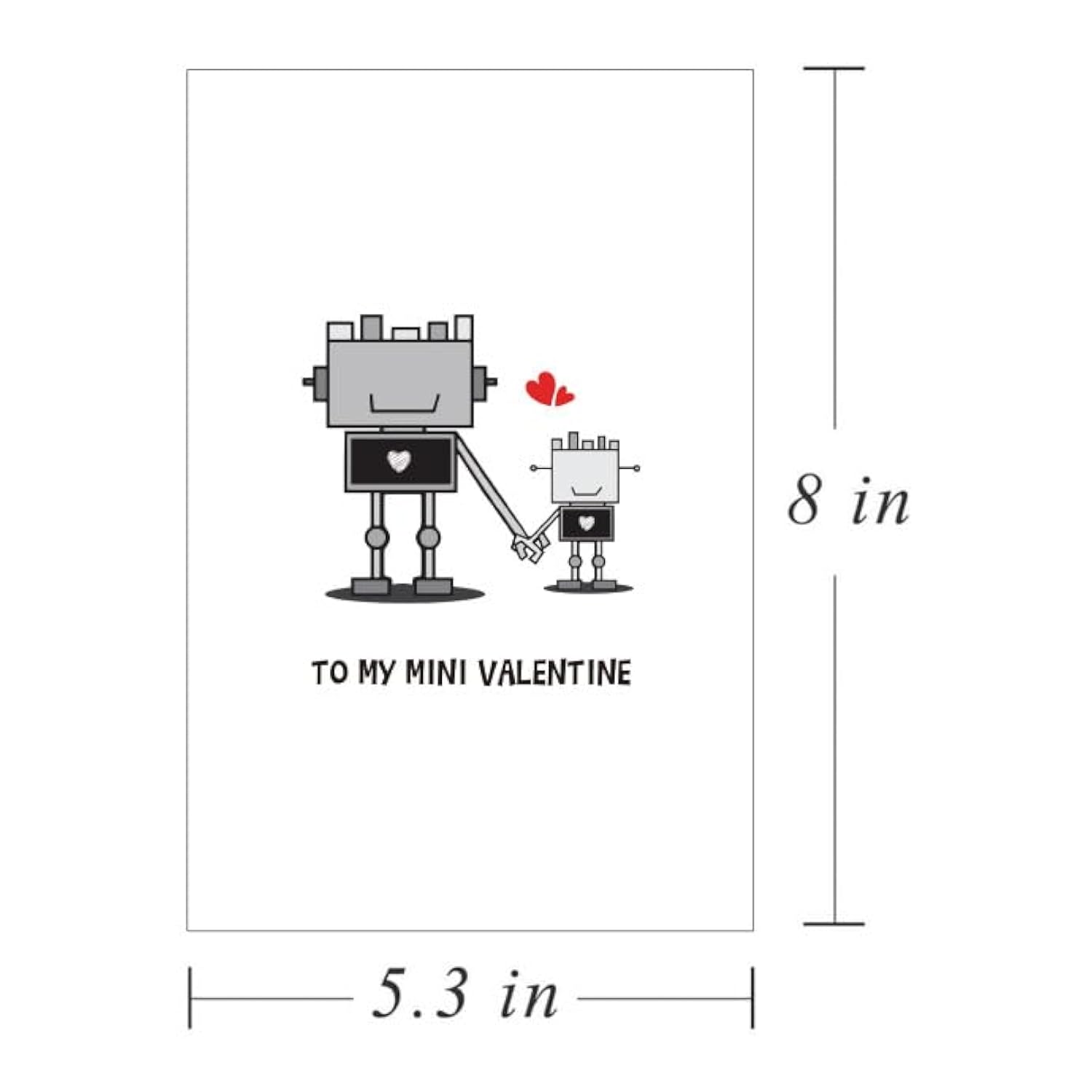 Cute Robot Valentine'S Day Card For Kids, To My Mini Valentine Gift, V-Day Card For Daughter Son From Daddy Mommy, Lovely Valentines For Little Boy