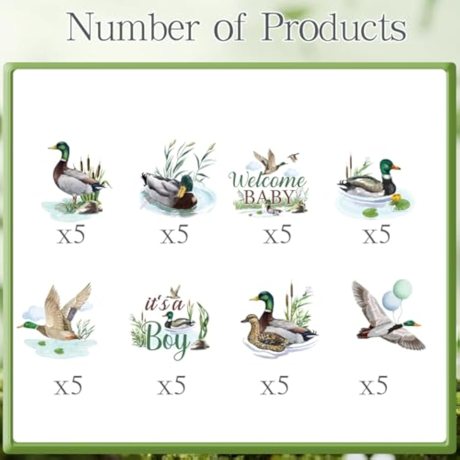 Mallard Duck Baby Shower Decorations, 40Pcs Duck Hunting Cupcake Toppers Party Decoration Welcome Baby Cupcake Picks Decor It’S A Boy Supplies