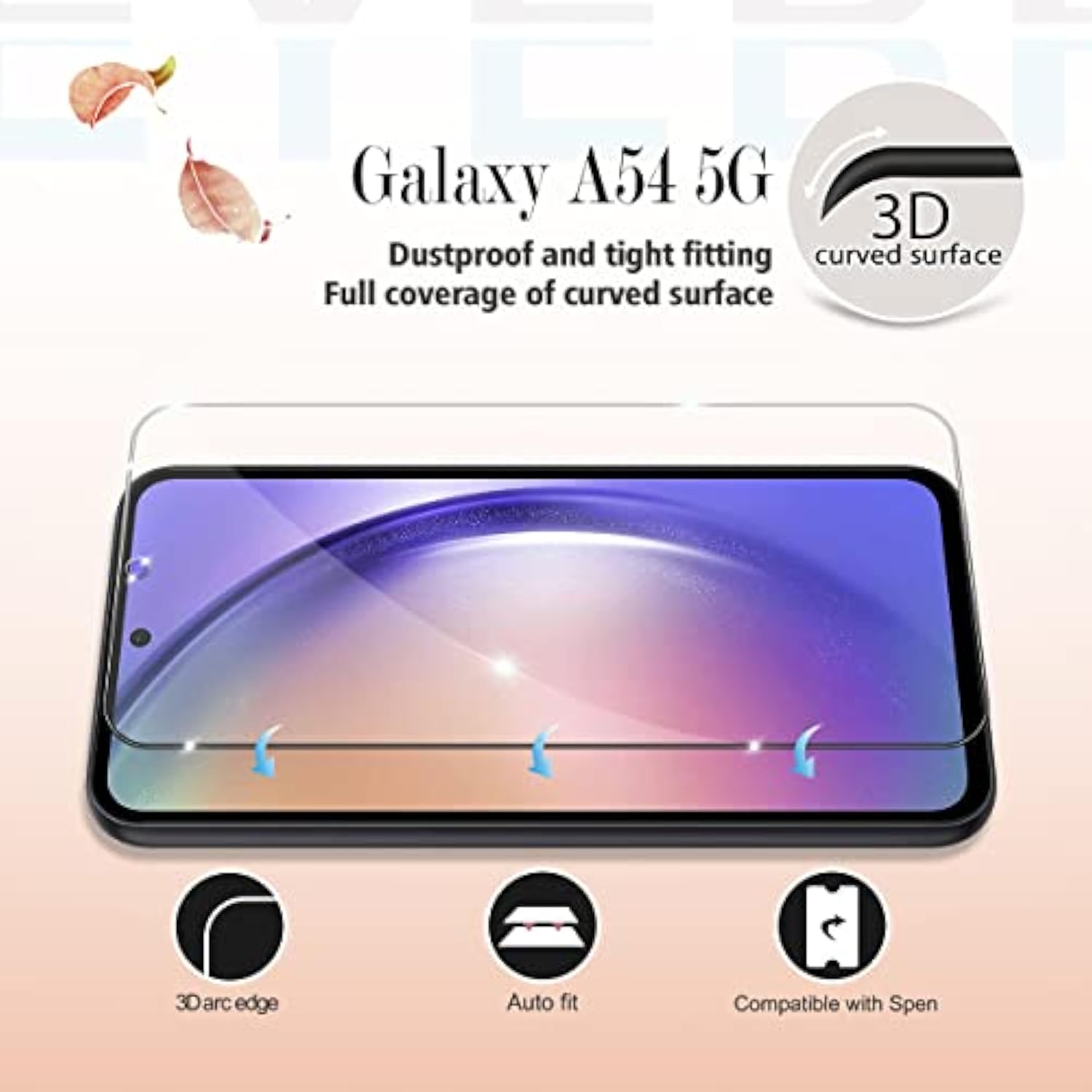 Galaxy A54 5G Screen Protector, [2 Pack] Hd-Clear Tempered Glass Screen Protector [3D Touch][Bubble-Free][Anti-Scratch][Case-Friendly] Screen Protector Glass For Samsung Galaxy A54