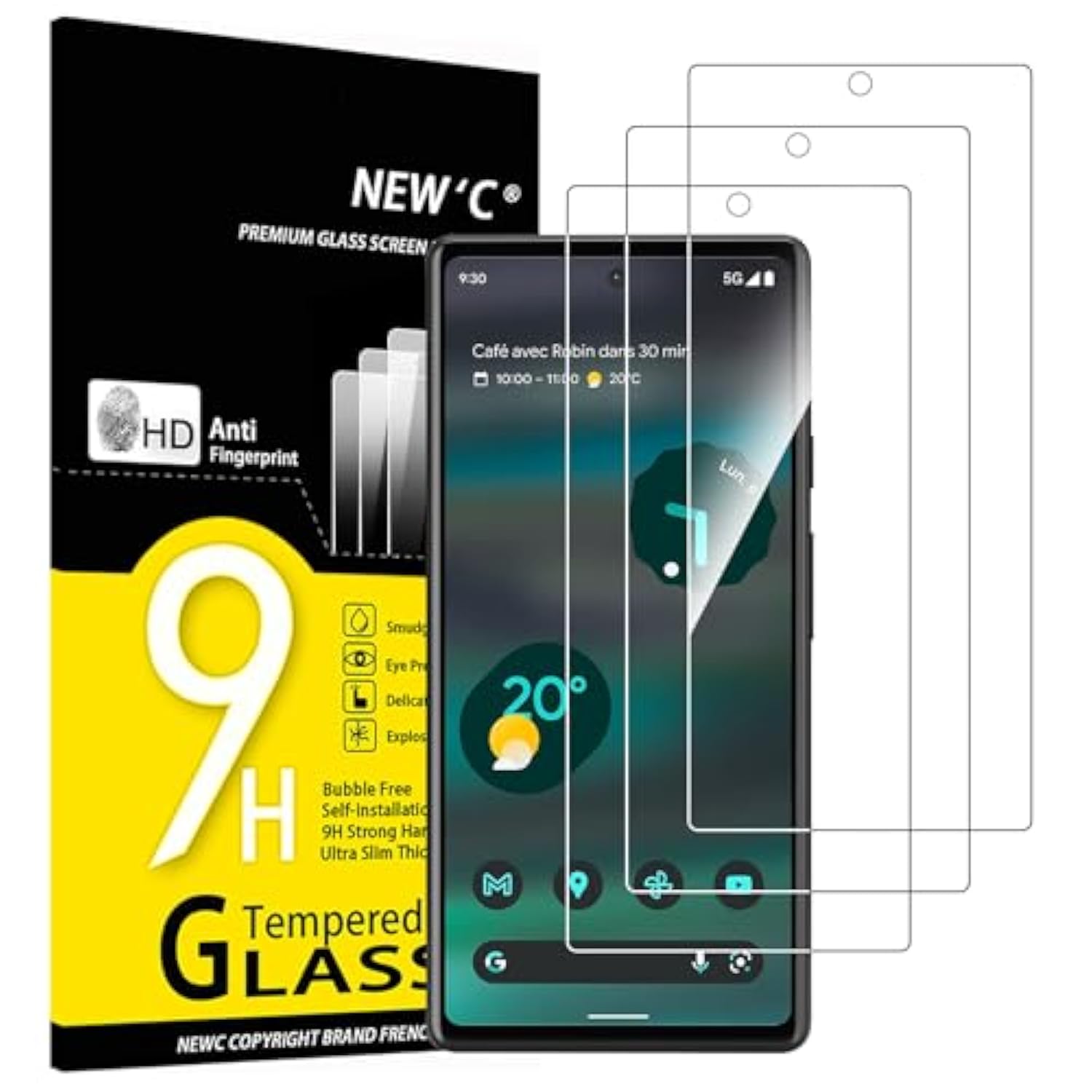 3-Pack Google Pixel 6A 6.1" Tempered Glass Screen Protectors Anti-Scratch
