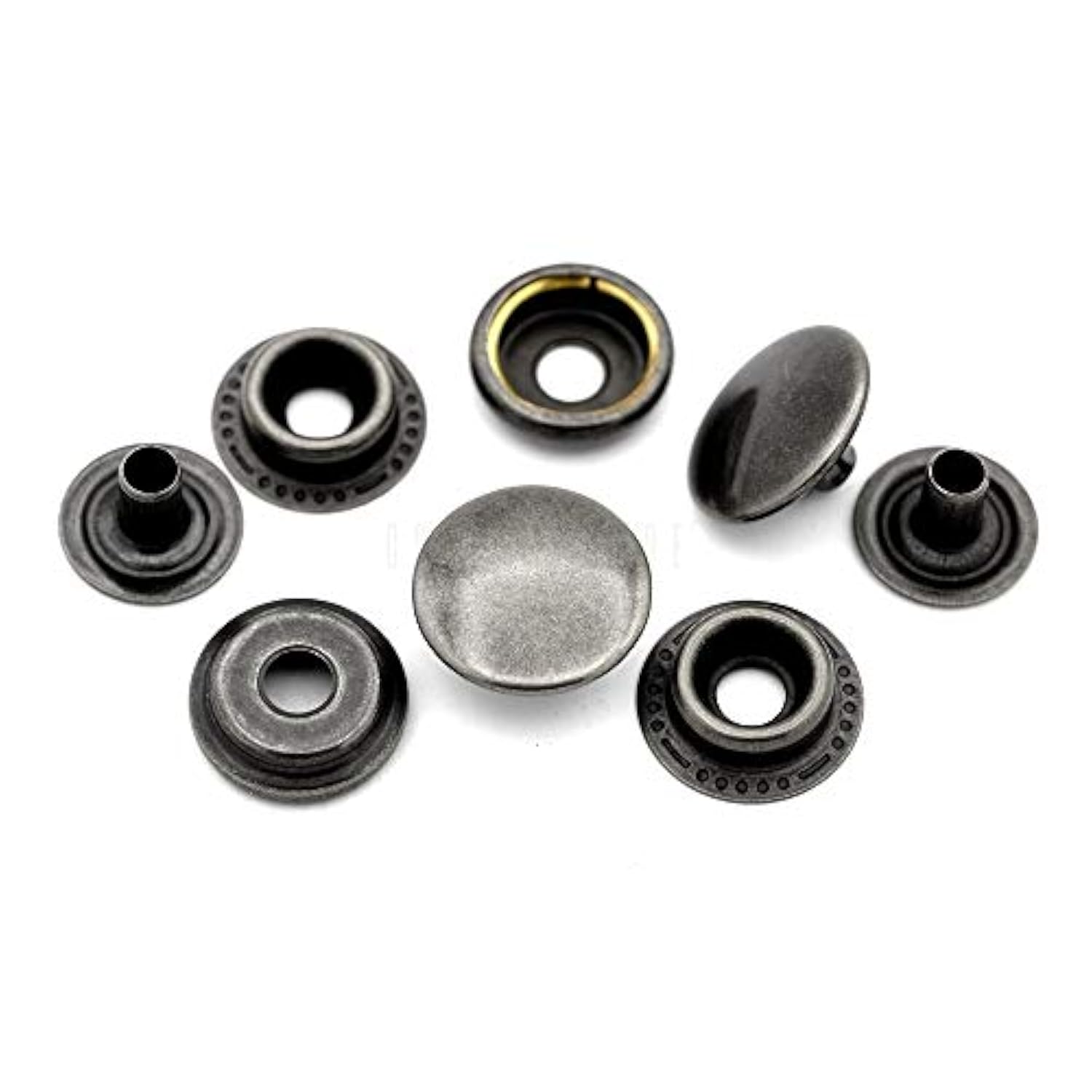 50 Sets Gun Metal Black Snap Fasteners Ring-Socket Press Studs For Jac