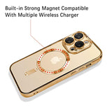 OOK Magnetic Case Made for iPhone 14 Pro Max (6.7 Inch) [Built-in Camera Lens Protector] [Compatible with MagSafe] Soft TPU Anti-Scratch Shockproof Protective Slim Clear Case for Women Men - Gold