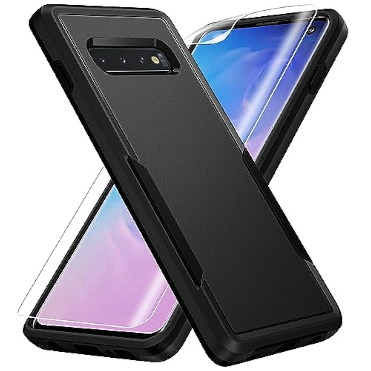 For Samsung Galax S10 Case, Galaxy S10 Case,With Hd Screen Protector [ Grade Drop Tested] Heavy-Duty Tough Rugged Shockproof Protective Case For Samsung S10, Black