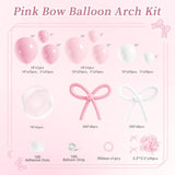 Pink Bow Balloons Arch Kit, 199Pcs Coquette Balloons Garland With 260 Clear Balloons Pink Ribbon Bow For Bow Coquette Birthday Decorations Bachelorette Baby Shower Bridal Shower