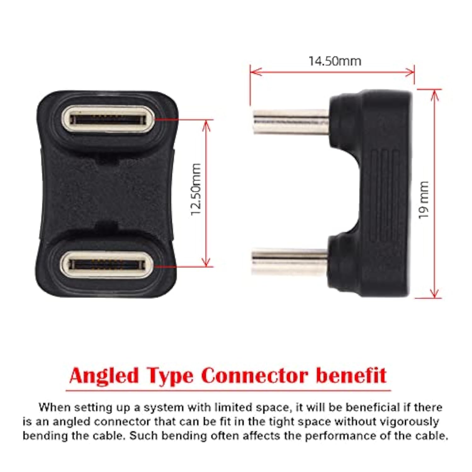 xiwai Opposite U Shape Back Angled 480Mbps USB-C Type C Male to Male Coupler E