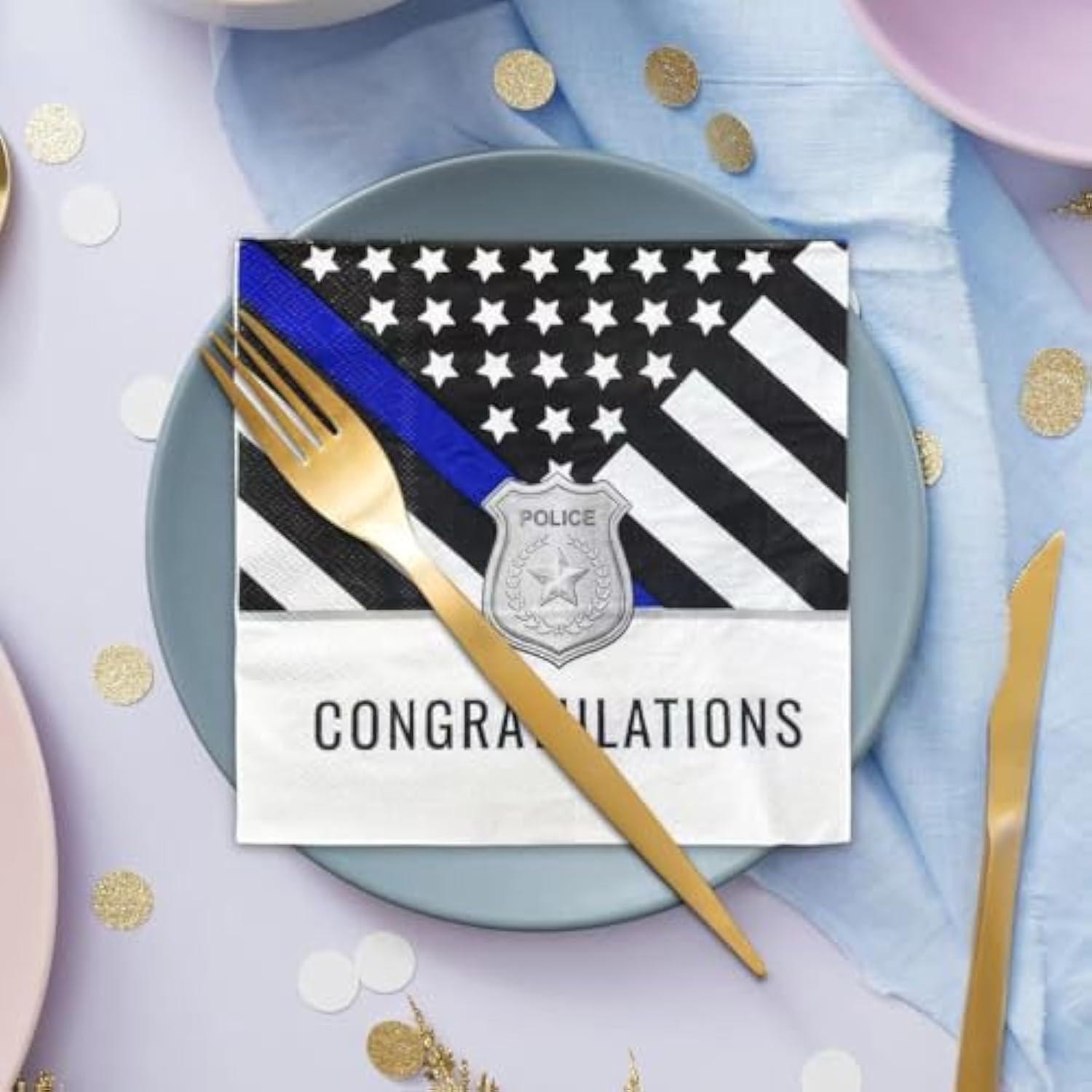 50 Pcs Police Themed Paper Napkins,Police Officer Party Supplies
