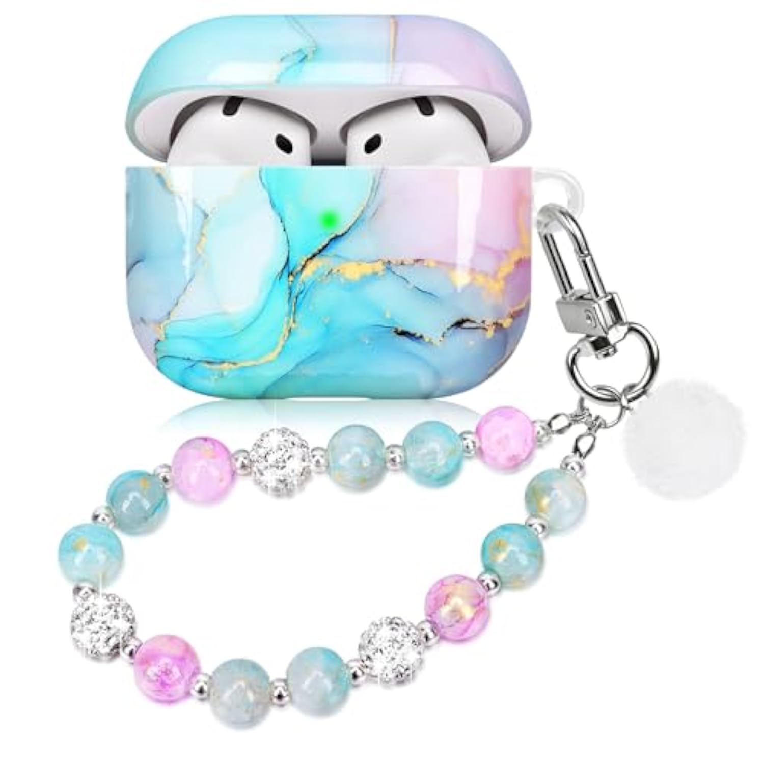 Marble Case For Airpods 4 Cute Aesthetic Cover Compatible With Air Pods 4St Generation (2024) Shell For Girls Pink Blue