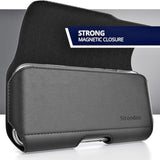 Holster For Samsung Galaxy S25, S24, S23, S22, S21, S20, S10, S9, S8 (Not Plus) Holster Case - Belt Case With Clip, Leather Pouch (Fits Phone W/Otterbox Symmetry/Aneu)