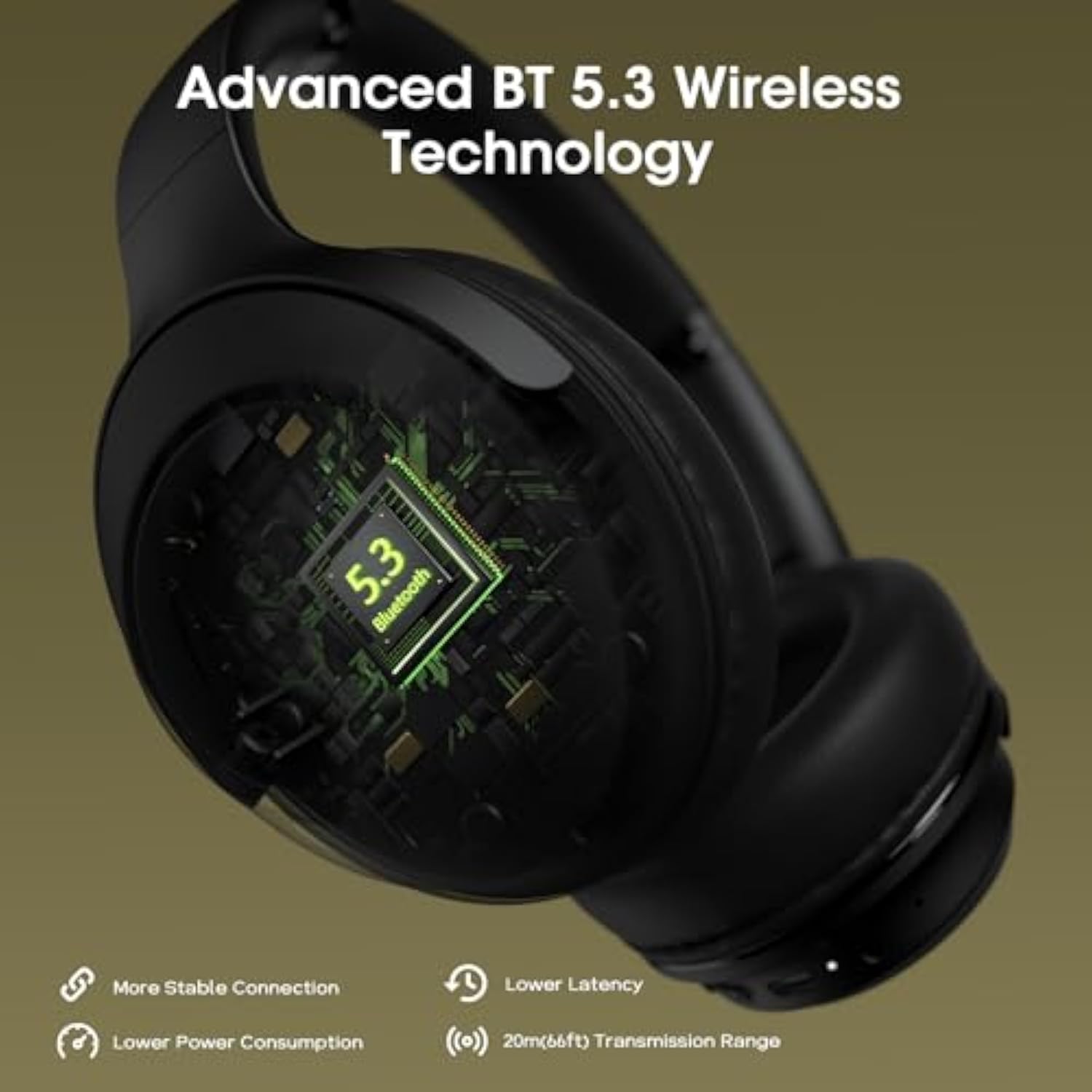 Bluetooth Headphones Over Ear Wireless Headphone, 70H Playtime And 3Eq Modes With Mic, Hifi Stereo Sound, Deep Bass, Memory Foam Cups, For Phone Pc Travel Home Office