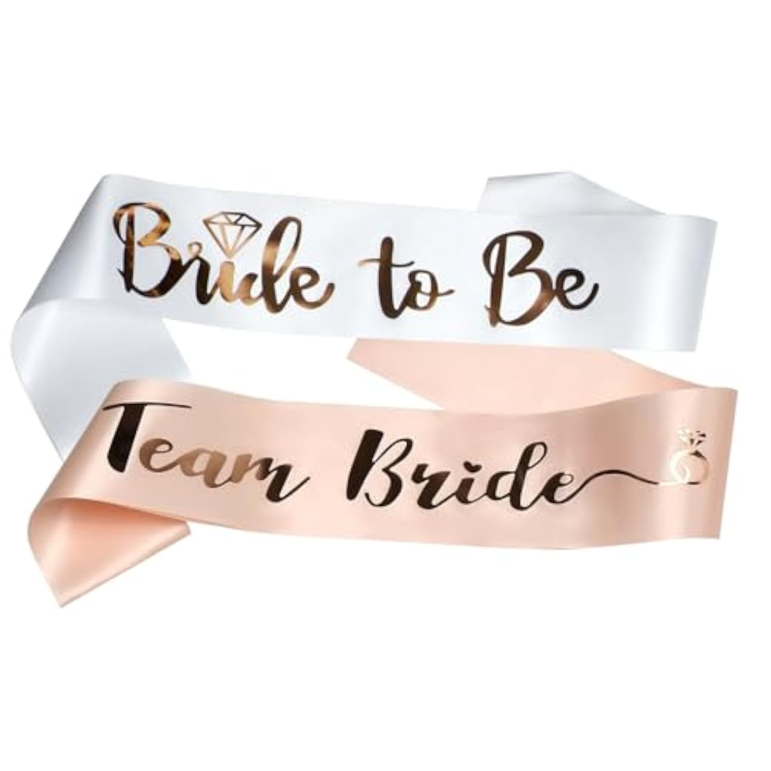 Team Bride Sash Set 7Pc White Rose Gold Bachelorette Party Bridesmaid Decor