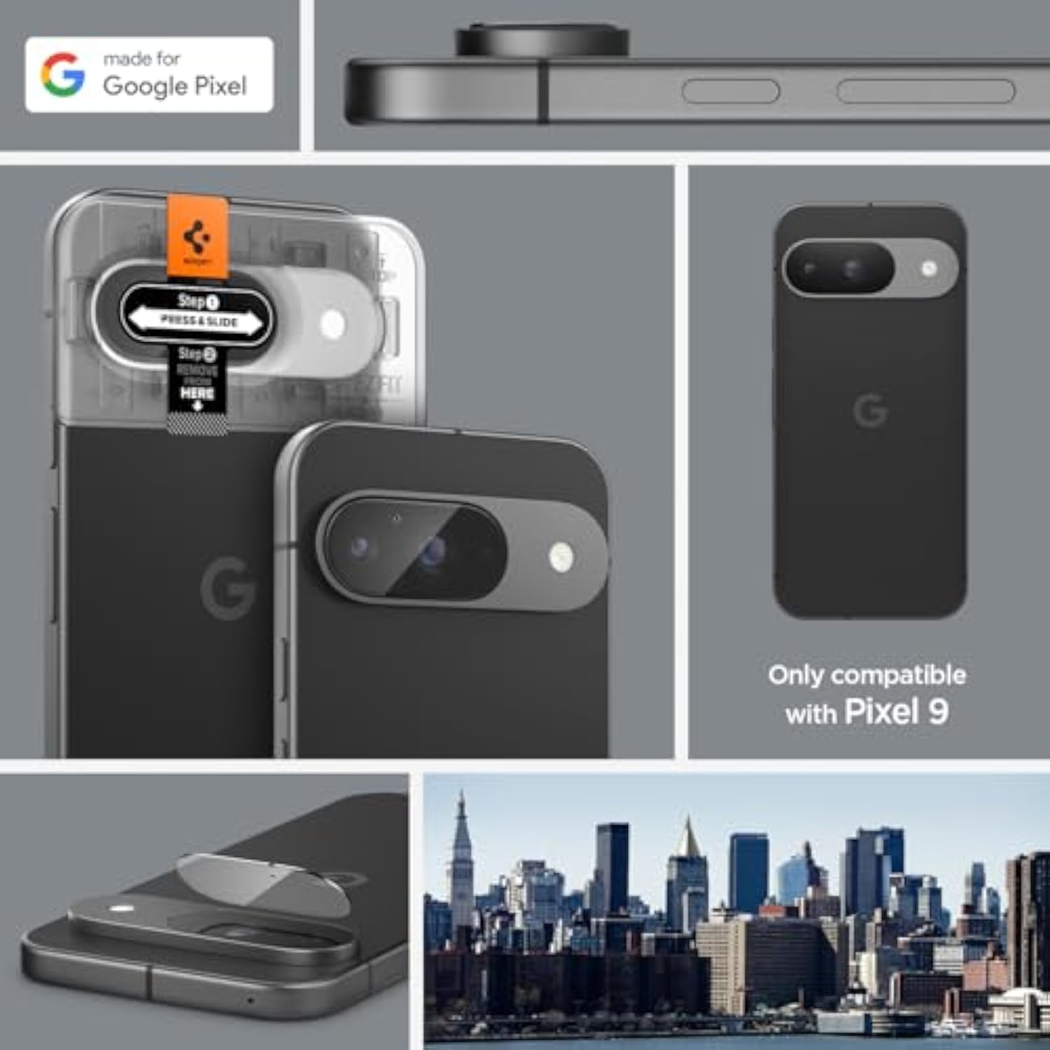 Spigen Camera Lens Screen Protector [GlasTR EZ Fit Optik] Designed for Google Pixel 9 [Case Friendly] - 2 Pack