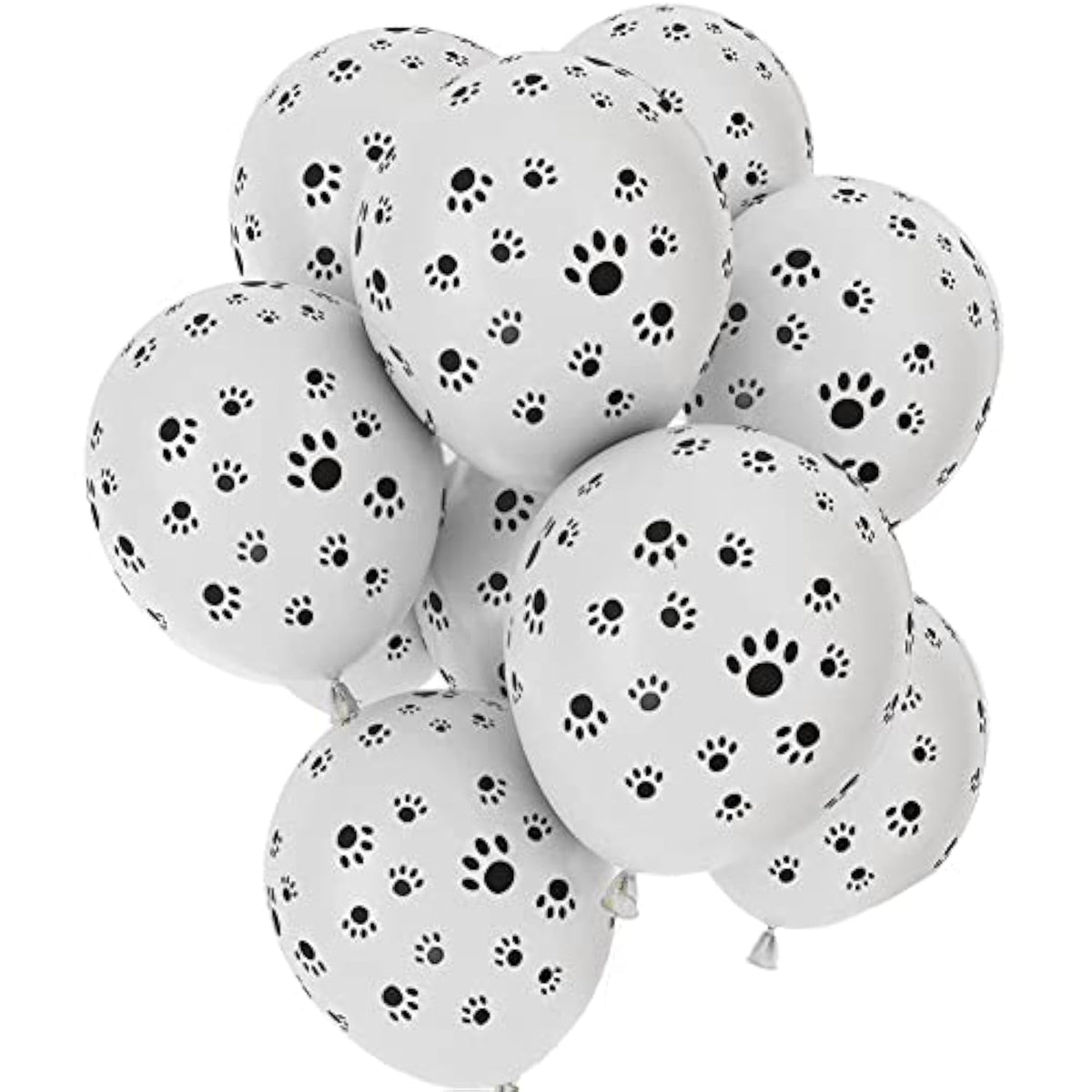 Paw Prints-A-Round Biodegradable Latex Balloons, White With Black Paw Prints All-Around, 11-Inch (12-Units)