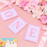 Bow Highchair Banner For 1St Girls Birthday Decoration, Pink And White One Birthday Banner For Party Decor Photo Props(Pre-Strung)