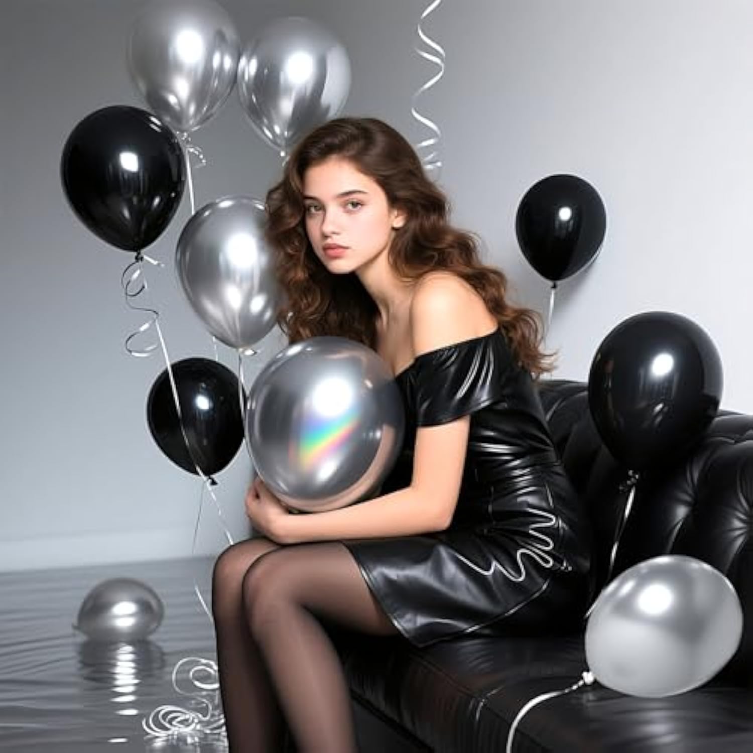 Black And Silver Balloons 100 Pack 12 Inch Metallic Chrome Black Silver Latex Helium Balloons For Birthday Wedding Christmas New Year Party Decorations
