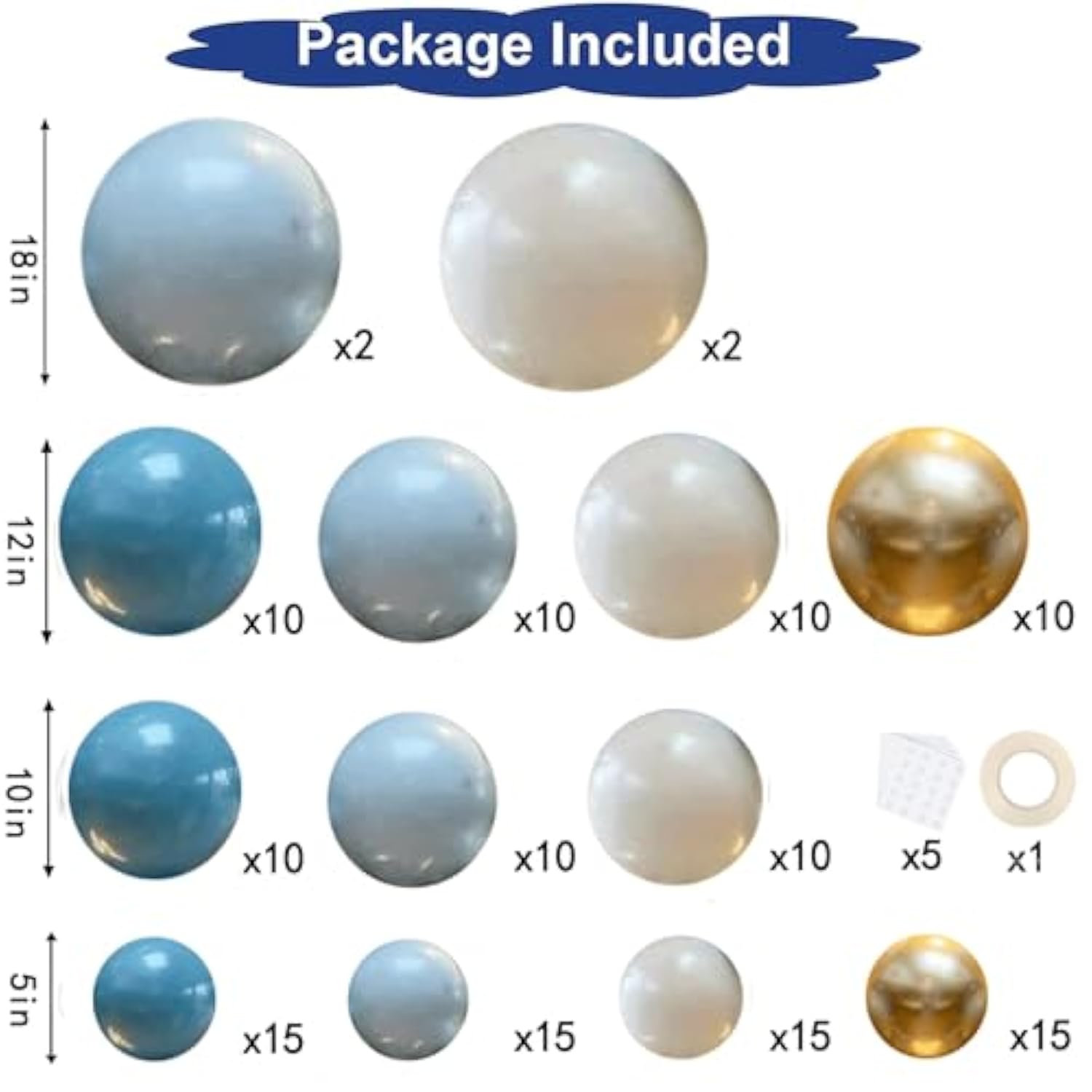 Dusty Blue Balloons Garland Kit, Fog Blue Royal Blue Pastel Blue Sand White Metallic Gold Latex Balloons For Boy Baby Shower Bridal Shower Wedding Anniversary Birthday Party Decorations Supplies……