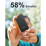 Ultra Slim 10000Mah Power Bank Built-In Cables And Foldable Ac Wall Plug, Pocket Size Usb C Portable Charger, External Battery Pack Compatible With Iphone Samsung Ipad Etc, Black