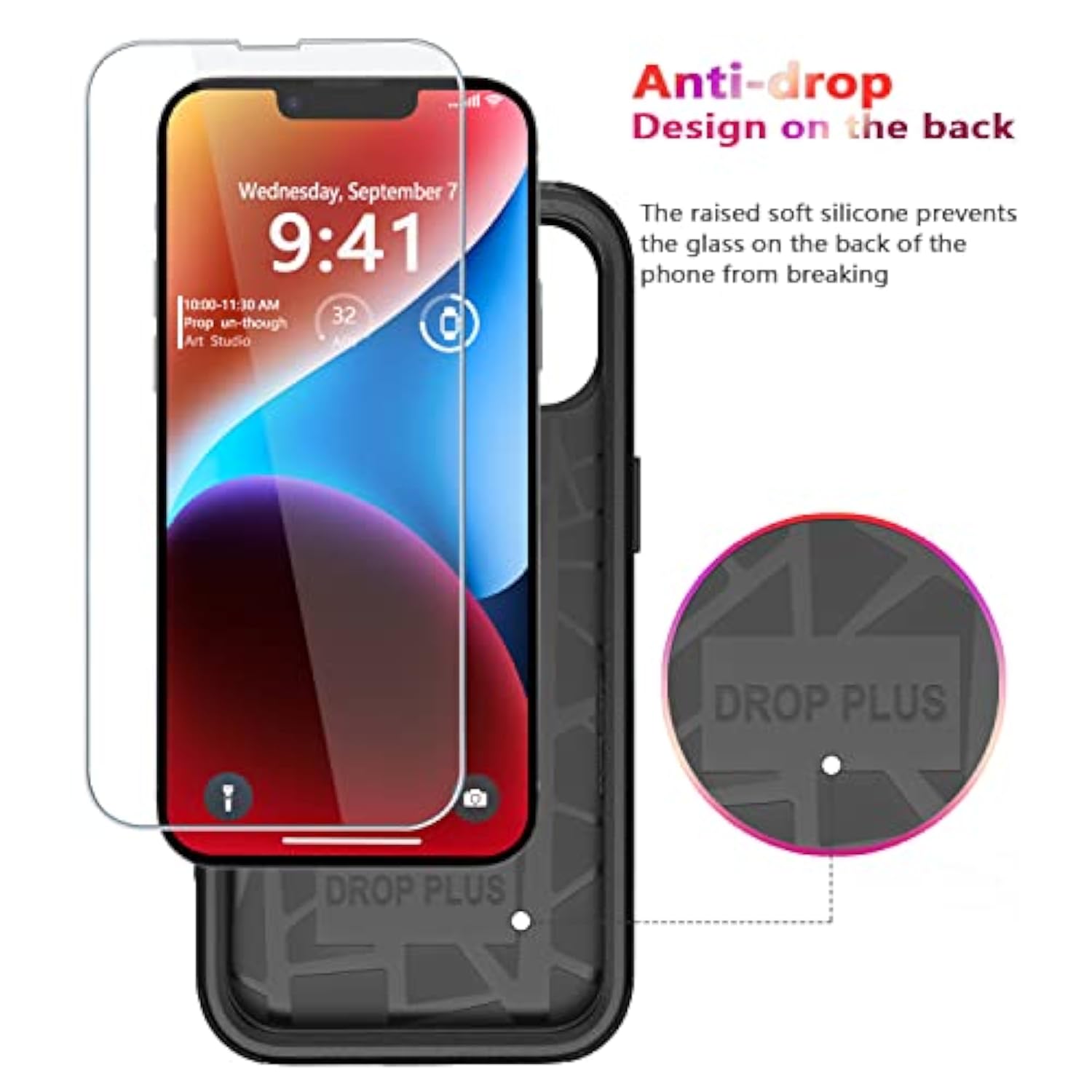 For 14 Case [Shockproof] [Dropproof] [Tempered Glass Screen + Camera Lens Protector] Heavy Duty Protection Phone Case Cover For 14 6.1Inch